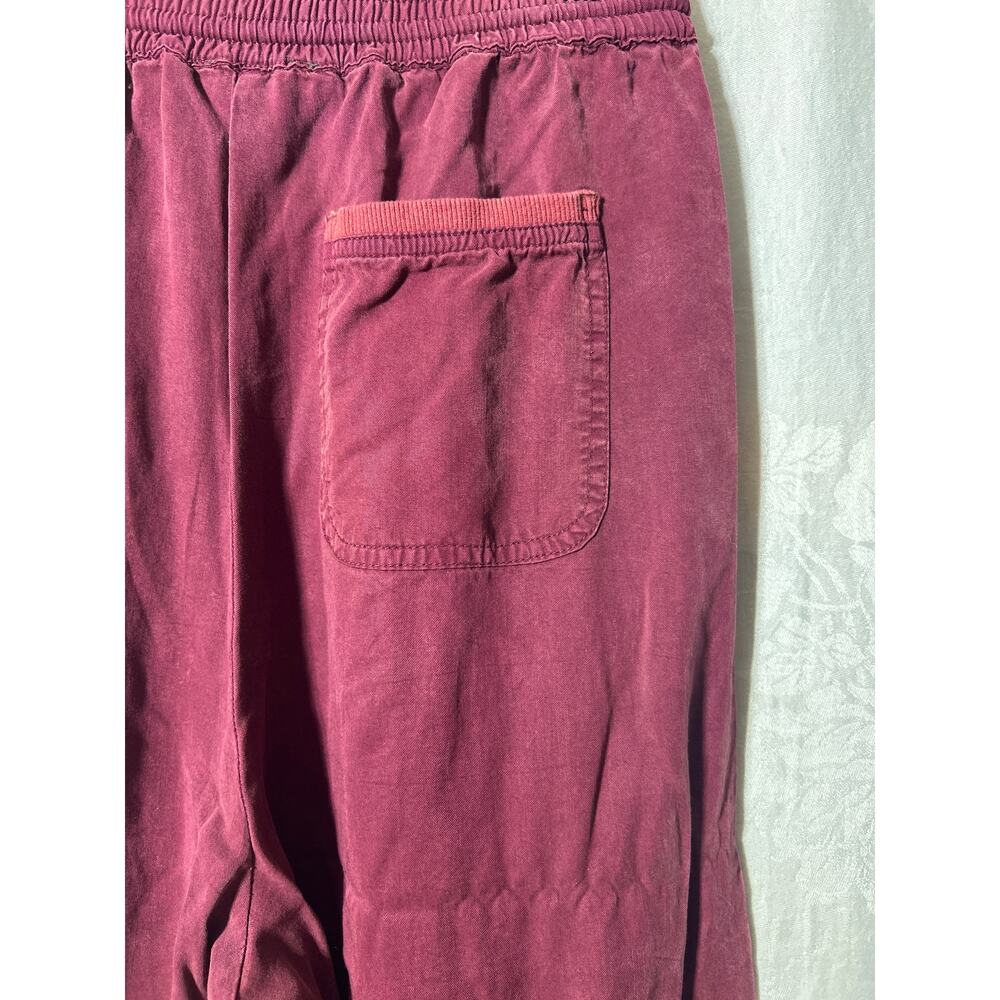 Saturday Sunday Anthropologie Wide Leg Pants Small Burgundy Chambray - Picture 10 of 11